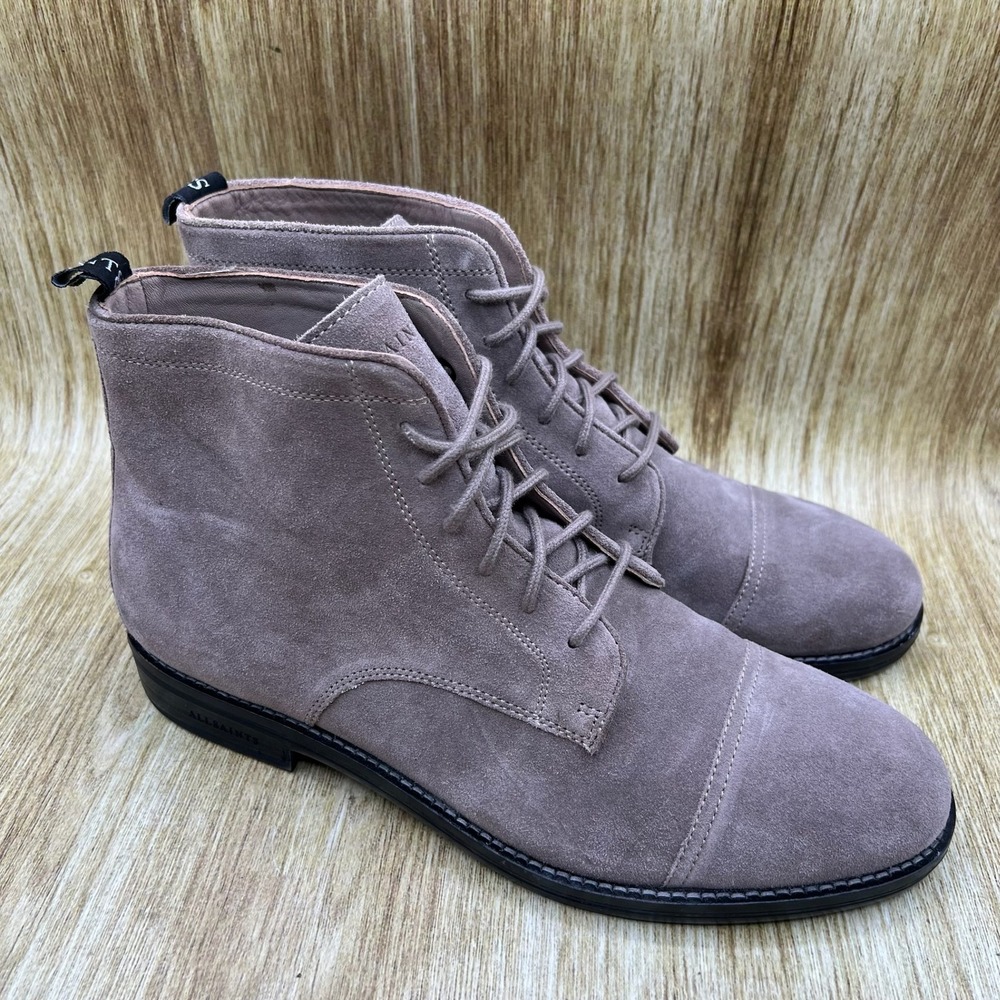 AllSaints Harland Suede Boots Men's Size 10 Grey Cap Toe Lace Up Ankle M063FB